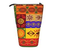 WURTON Trousse télescopique polyvalente avec motifs nationaux africains - Pour papeterie, maquillage, fournitures, Noir , Taille unique