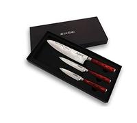 Wusaki - Coffret 3 Couteaux de Cuisine Design Japonais Pakka X50 Pakkawood Chef + Universel + Office- Vendu Dans Un Coffret