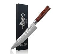 Wusaki Pakka X50 Couteau de Chef 20cm en acier INOX martelé, manche en Pakkawood - Vendu dans un coffret noir