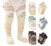 WUSANNA 3 paires de genouillères pour bébé, Bébé à quatre pattes, genouillères pour bébé à quatre pattes, chaussettes antidérapantes pour bébé, adaptées aux nourrissons de 0 à 12 mois