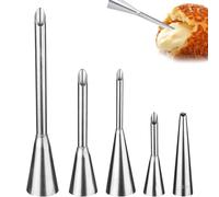WUSANNA Lot de 5 seringues à beignets pour confiture, beignet, seringue à beignet, seringue à confiture, seringue à beignets, seringue à beignets en acier inoxydable pour remplir les confitures, les
