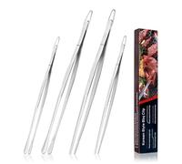 Wusboo 4 Pincette de Cuisine en Acier Inoxydable, Pince de Cuisine Professionnelles Argentées de 12,7 Pouces et 11 Pouces avec Crochet, pour la Cuisine, les Fruits de Mer et le Barbecue