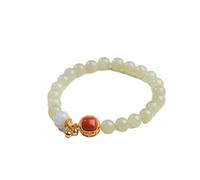 WUSHADEHANS Bracelet en Cristal, Bracelet à Breloques en Jade Hetian Naturel du sud, 8Mm, Reiki for Femmes