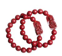 WUSHADEHANS Bracelet en Cristal, Bracelet en Cristal de cinabre prospérité, amulette for la Protection, perlé Reiki, 10/12Mm, 1 pièce