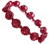 WUSHADEHANS Bracelet en Cristal, Bracelet en Pierre Naturelle cinabre, Fleur de Rose, Perles Cristal for amulette 13x8mm