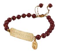 WUSHADEHANS Bracelet en Cristal, Bracelet en Quartz de cinabre Naturel, amulette à breloque Tai Sui, for éloigner Les Esprits, Pierres Cristal