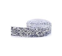 WUSHADEHANS Ruban auto-adhésif en strass, 0.9m bricolage strass cristal ruban chaîne auto-adhésif garniture paillettes maison mariage décor for Arts artisanat(White,20mm)