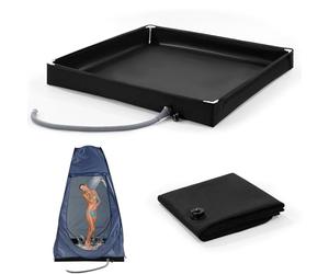Wusideday Basse De Douche Pliable Portable, Carter Douche De Camping, Base Bain avec Tuyau De Drain, Base Bain Multifonctionnelle, Pan Bassin Bains Extérieur avec Tuyau De Vidange