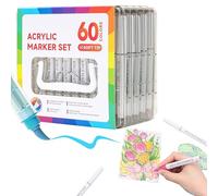 Wusideday Feutres De Coloriage - Set De Stylos Artistiques,Set de 60 Couleurs pour Art sur Bois Verre Tissu et Projets Créatifs