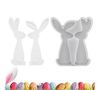 Wusideday Moule En Silicone Pour Figurine De Lapin - Moule Double Lapin pour Bougies et Savons - À Bougie En Forme De De Printemps,Pour La Création D'Ornements En Plâtre, Les Projets DIY