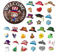 Wusideday Panneau de Extérieur - Kit Pancarte Saisonnière Vache Bois Pour Porte,Décoration Saisonnière pour Maison Noël Halloween Automne Fête Jardin Chambre