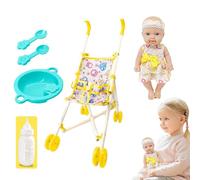 Wusideday pour Tout-Petits avec Poussette,Ensemble de avec Poussette,Poussette de Jeu pour s avec Accessoires d'alimentation - Souple de 10 Pouces Incluse, Ensemble d'accessoires de et