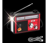 Wusideday Radio Solaire - Radio AM/FM/Ondes Courtes à Énergie Solaire 11200mAh,Équipement Étanche de Camping avec Poignée, Fournitures pour Randonnée et Aventure