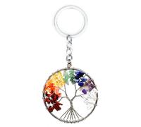 WUSJCOF 1 pièce Arbre de Vie Clef en Forme de Cœur,7 Chakra Guérir Cristal,Bijoux Pendentif Clé Porte Bonheur pour Femme