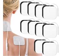 WUSJCOF 10 pièces électrodes axion de 5x5 cm, Patchs de 5x5 cm pour électrostimulateur TENS et EMS, réutilisables et auto-adhésifs avec connecteur Filaire de 2 mm (5 x 5 cm)