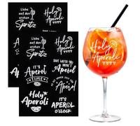 WUSJCOF 14 pièces Stickers Transfert pour Verres Apero Spritz, Aperol-Themed Rub-on Stickers, Holy Aperoli, Coffret Cadeau Aperol Spritz, Cadeau Aperol pour Homme