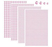 WUSJCOF 1792 Pièces Strass Auto-Adhésif Brillant Pierres Précieuses Auto-Adhésif Rondes (3/4/5/6mm) (ROSE)
