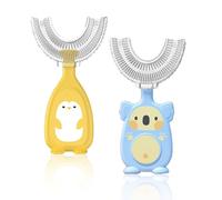 WUSJCOF 2 pièces Brosse à dents pour enfants en forme de U, bébé en silicone, Nettoyage oral à 360°, manuelle d'entraînement pour toute la bouche, doigt pour garçons et filles de 2 à 6 ans, enfant