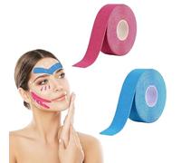 WUSJCOF 2 Pièces Face Lifting Tape, Patch Anti-Rides, Patch pour Rides du Lion, Patches Faciaux pour Raffermir la Peau (2,5cm x 5m) (Rose Bleu Clair)