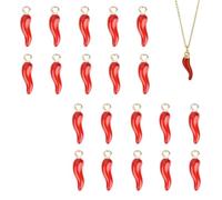 WUSJCOF 20 Pièces Charms Piment Charms Mini Petits Piments Rouges Émaillés Verts Chili Alimentaires Charms Miniatures Réalistes Épicés Charms Pour La Fabrication De Bijoux Charm