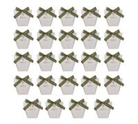 WUSJCOF 24 pièces Boîte Dragée, Sachet Bonbon, Ballotin 'Merci' Cadeau Invité pour Mariage, Baptême, Communion, Anniversaire, Noël avec Ruban en Papier (10 x 6 x 6 cm) (Vert)
