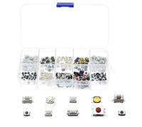 WUSJCOF 250 Pièces Interrupteur Tactile Micro Switch Kit de Boutons Tactiles, 10 Valeurs Micro Commutateurs pour Télécommande Voiture, avec Boîte de Rangement en Plastique