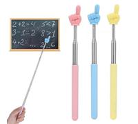 WUSJCOF 3 pièces Pointeurs Télescopiques pour Enseignant, Extensible, Rétractable, en Acier Inoxydable, Idéal pour l'Interaction en Classe, les Présentations et les Tableaux Blancs