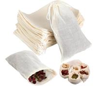 WUSJCOF 30 pcs sachets de thé réutilisables auto-remplissants sachets d'épices vides avec cordon de serrage, sachets d'épices fines pour la cuisine, thé en vrac, thé aux fruits, café, filtres, épices