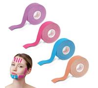 WUSJCOF 4 pièces Anti-Rides, Autocollant Visage Invisible Instantané, Bande de Kinesiologie pour le Visage, V-Line Face Lift Patch, Facial Patches, Face Tape (1.25cm*5m, 4 couleurs)