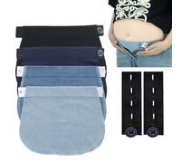 WUSJCOF 4 pièces Extenseur Ajustables pour Femmes Enceintes, et 2 morceaux de sangles d'extension noires, Extensions de Bouton élastique de Maternité, elargisseur grossesse, ceintures de grossesse