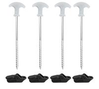 WUSJCOF 4 pièces Piquets De Tente, Erdnagel stables et résistants aux tempêtes pour le camping, hering à vis, épingles robustes avec filetage, avec poignée en T, Sardines Camping, Sardine (21 cm)