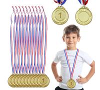 WUSJCOF 6 Pièces Super Médailles avec Rubans pour le Cou, Récompense pour Enfants, Trophée Personnalisables, Prix d'or, Pour le Sport, Compétitions, Fêtes, Olympiades Enfant,Médailles en métal