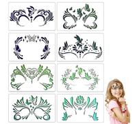 WUSJCOF 8 feuilles de pochoirs de tatouage réutilisables,kit de pochoirs pour peinture faciale,outils de tatouage pour le visage et le corps,pour enfants et adultes,fêtes,Noël et Halloween