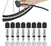 WUSJCOF 8 pièces Adaptateur Valve, Capuchon de Valve Vélo, Pièces de Valve, Remplacement pour Standard Normal, Obus de Presta, Set avec Extracteur d'Obus, Adaptateur Presta pour Réparation de Pneus
