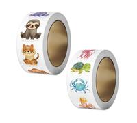WUSJCOF Autocollants Animaux Marins, 2 rouleaux, 1000 pièces, Gommettes Thème Animaux, Stickers Colorés Récompense Gommettes Animaux, Autocollants Animaux, Idéal pour La Mer et Divers festivals