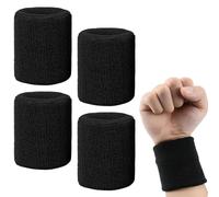 WUSJCOF Bracelets Absorbants en Coton Doux, 2 Pièces Serre Poignets pour Sports, Bracelet Éponge Poignet, Protège Poignet, Bandeau Poignet Sport (Noir)