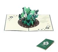 WUSJCOF Carte Pop-Up Trèfle à Quatre Feuilles, 3D Bonne Chance, Prompt Rétablissement, Carte de Récupération 3D Faite à la Main, Carte de Vœux pour Nouvel An, Merci pour Tout (13 x 18 cm)