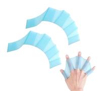 WUSJCOF Gants de Natation hautement élastiques, Gants Palmés en Silicone pour Doigts, Pagaie à la Main pour Adultes et Enfants, D'entraînement, Plongée, Plaquette, Palmes Piscine(Bleu), 1 paire