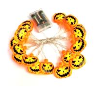 WUSJCOF Guirlande d'Halloween, 20LED, Alimentée par batterie, extérieur, Halloween Pumpkin lumières, Étanche, avec lanterne orange pour la veille d'Halloween et les fêtes à thème