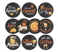 WUSJCOF Lot de 10 dessous de verre Aperol en feutre, cadeau Aperol, accessoires Spritz Aperol, décoration Aperol, décoration de table pour verres à cocktail