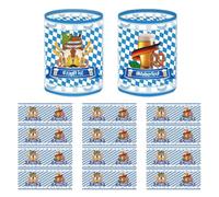 WUSJCOF Lot de 12 photophores décoratifs de table, pour la fête de la bière, bavaroise bleue, réutilisables, convient pour bougies chauffe-plat ou bougies (27 x 10 cm, 8.5 x 10 cm) (Bleu)