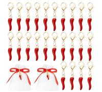 WUSJCOF Lot de 24 porte-bonheur piments rouges - Petit cadeau porte-bonheur pour invités, examens, mariages et célébrations
