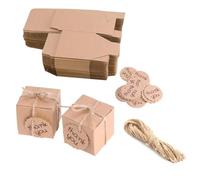 WUSJCOF Lot de 30 boîtes en papier kraft pour mariage et bonbons, boîtes de fête, bricolage, corde de jute, mini cadeaux, contenant à dragées (5 x 5 x 5 cm)