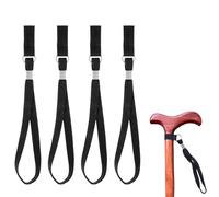 WUSJCOF Lot de 4 Dragonnes pour Canne de Marche, Bracelet pour Béquilles, Accessoire de Sécurité pour Canne et Randonnée (Noir)