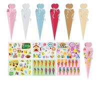 WUSJCOF Lot de 6 Cornets d'école pour frères et sœurs, Petits Sacs d'école à Sucre, à remplir (28 cm) (Multicolores)