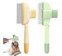 WUSJCOF Peigne pour puces, 2 pièces, soin du pelage des animaux, chats et chiens, Anti, Avec bouton pour un nettoyage rapide des perdus, 2 styles de dents, Brosse pour poils longs et courts (Vert)