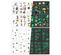 WUSJCOF Tatouages Éphémères Lumineux Halloween Enfant, Lot Tatouage Garçon, 12 Feuilles Stickers pour Décoration, Éphémère Enfant, Maquillage, Pinata Anniversaire, Petit Cadeau Jouet Fille Garçon