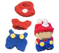 WUSJCOF Vêtements à capuche, peluches pour 1re et 2e générations, ensemble de vêtements pour animaux en peluche, accessoires vestimentaires, cadeaux DIY pour enfants (rouge et bleu)