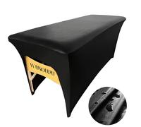 WUSOUPU Housse de lit lavable sans odeur pour table de massage - Imperméable et réutilisable - En cuir vegan haute élasticité - Pour table rectangulaire de 1,8 m - Noir