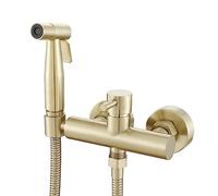 Wussh - Ensemble de douchette pour toilettes dissimulée pour bidet musulman Shattaf avec mélange chaud et froid - kit en laiton monté au mur en or brossé